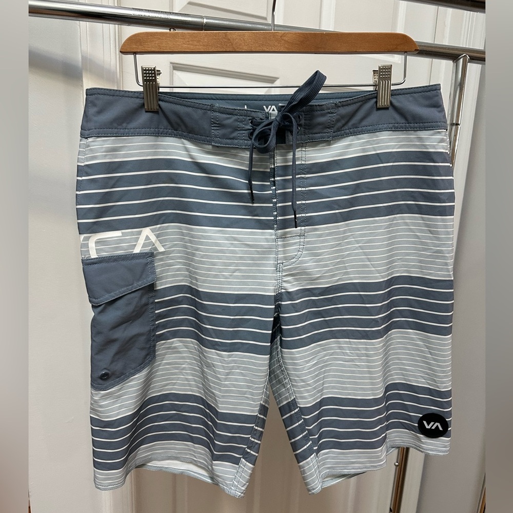 RVCA Striped Board Shorts Grey Men's Size 32